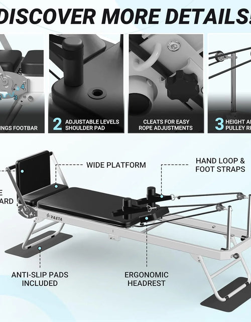 Load image into Gallery viewer, Foldable Pilates Reformer, Pilates Machine for Home Use, with Dual Resistance- Springs and Cords, Pilates Equipment for Home Workouts with Jump Board, up to 400 LBS
